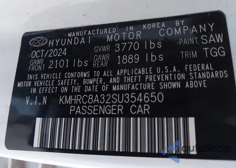 2025 Hyundai Venue Sel из США, поврежденный, VIN KMHRC8A32SU354650